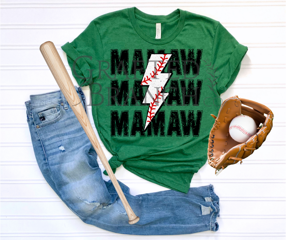 Baseball Lightning Bolt - Mamaw