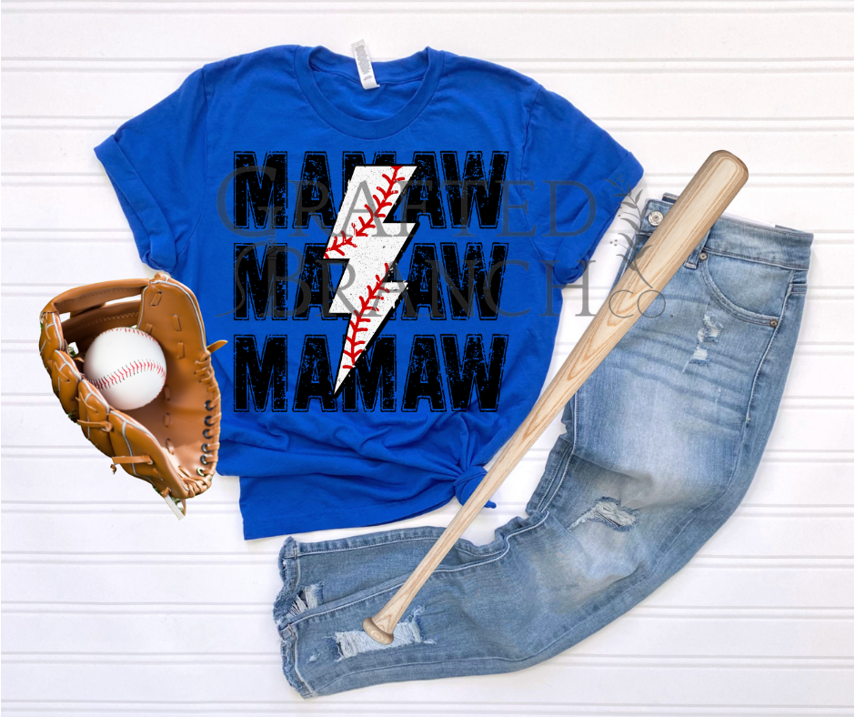 Baseball Lightning Bolt - Mamaw