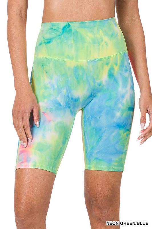 Athletic High Waisted Biker Shorts - Tie Dye